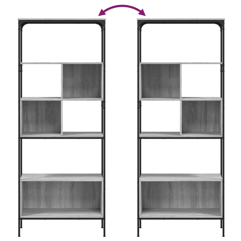 Bookcase 5-Tier Grey Sonoma 76x33x188.5 cm Engineered Wood