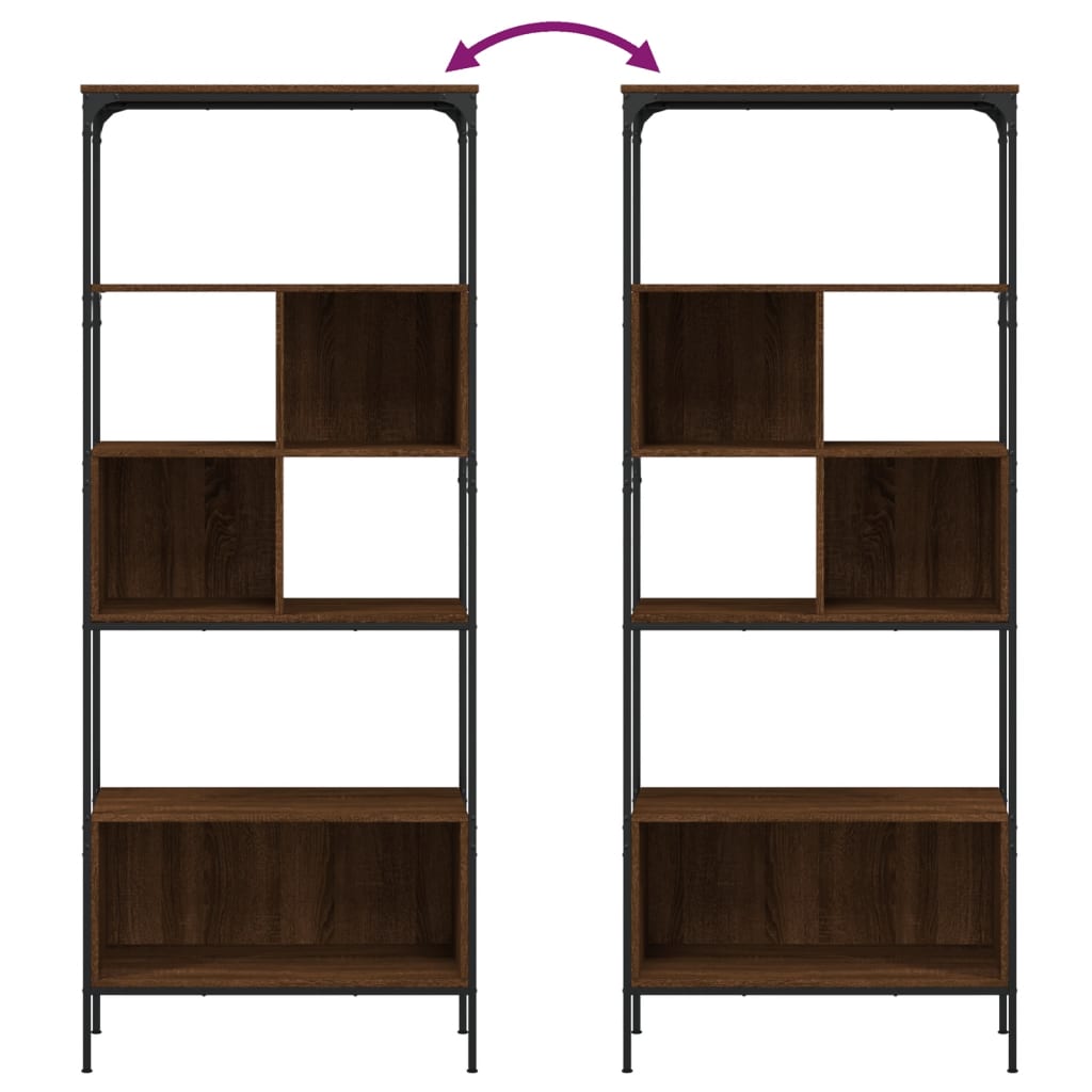 Bookcase 5-Tier Brown Oak 76x33x188.5 cm Engineered Wood