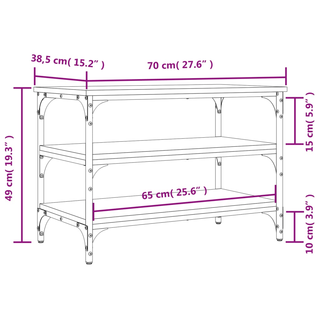 Shoe Bench Smoked Oak 70x38.5x49 cm Engineered Wood