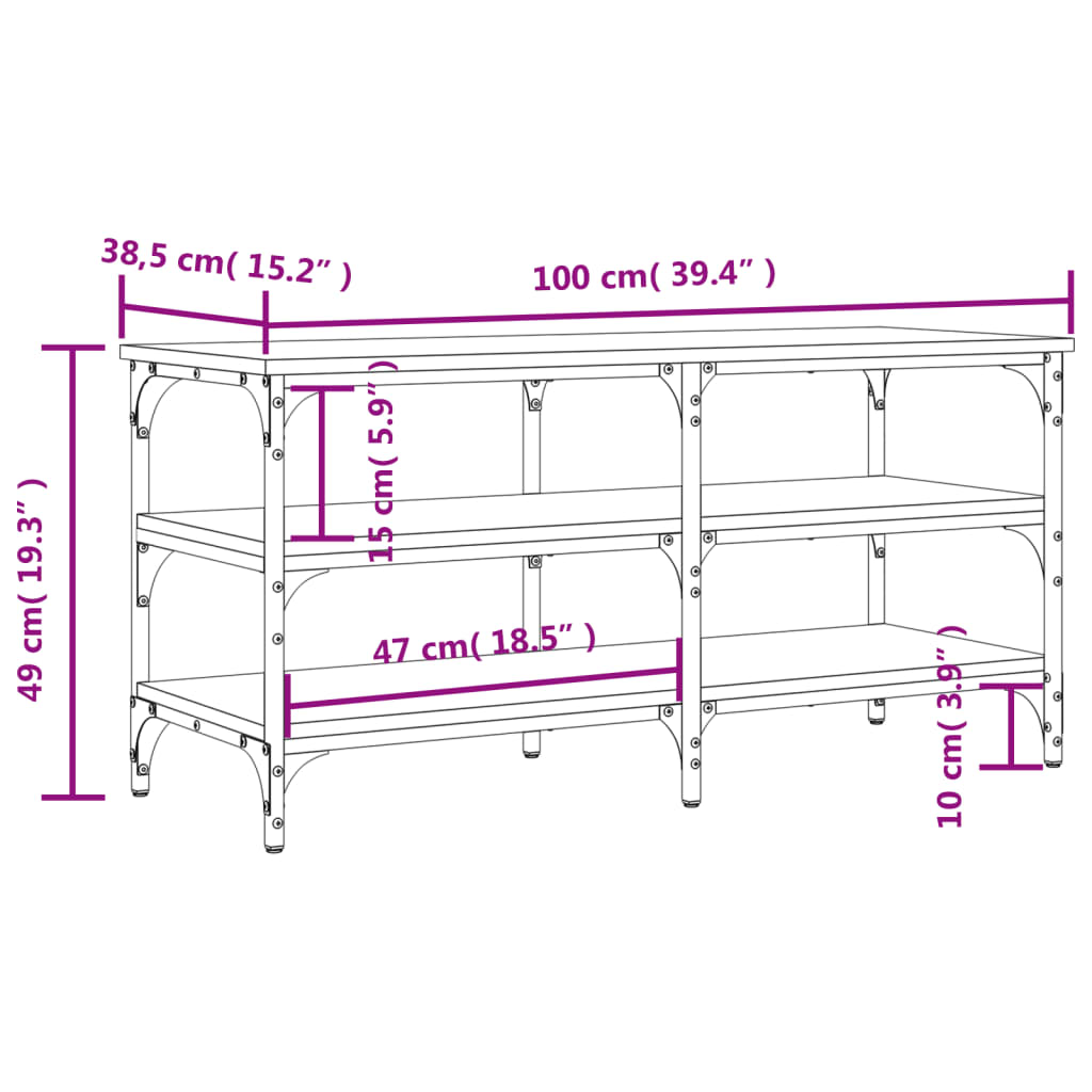 Shoe Bench Black 100x38.5x49 cm Engineered Wood