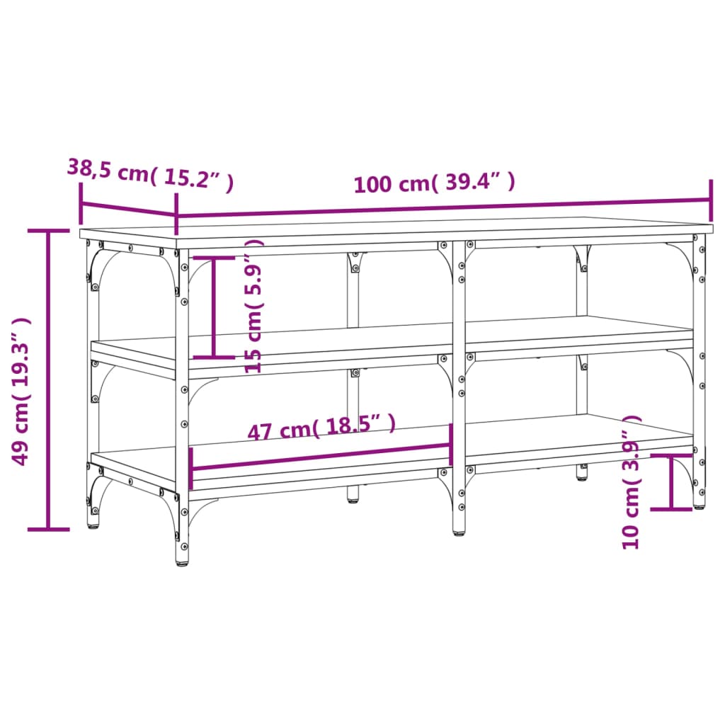 Shoe Bench Smoked Oak 100x38.5x49 cm Engineered Wood