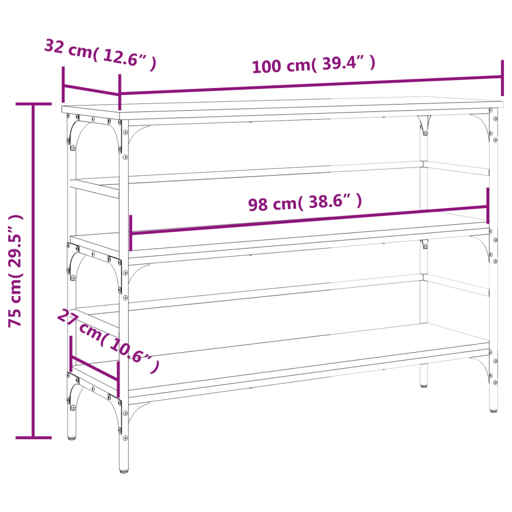 Console Table Smoked Oak 100x32x75 cm Engineered Wood