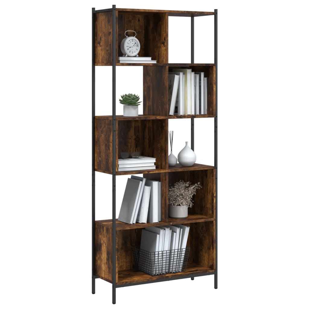 Bookcase Smoked Oak 72x28x172 cm Engineered Wood