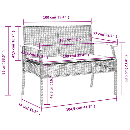 3 Piece Garden Dining Set with Cushions Black Poly Rattan