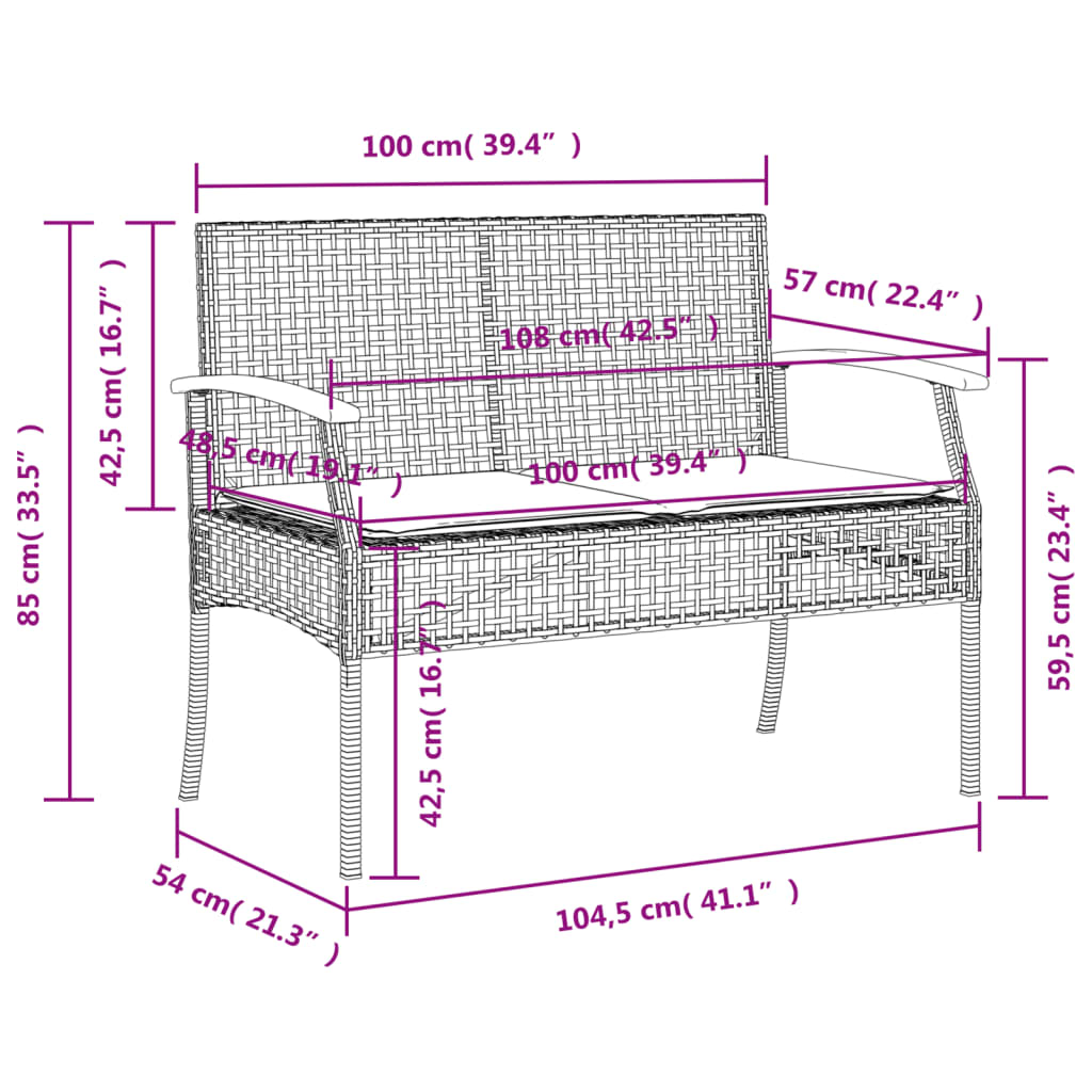 3 Piece Garden Dining Set with Cushions Grey Poly Rattan