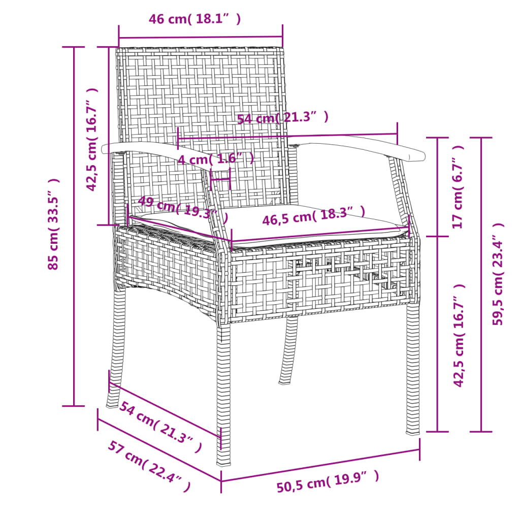 4 Piece Garden Dining Set with Cushions Grey Poly Rattan