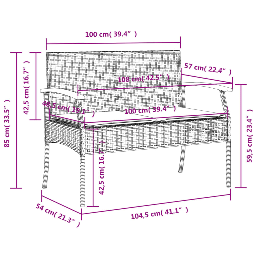 3 Piece Garden Dining Set with Cushions Beige Poly Rattan