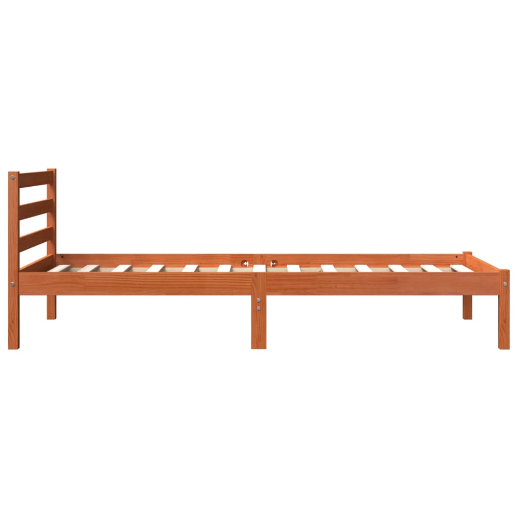 Bed Frame without Mattress Wax Brown 75x190 cm Small Single Solid Wood Pine