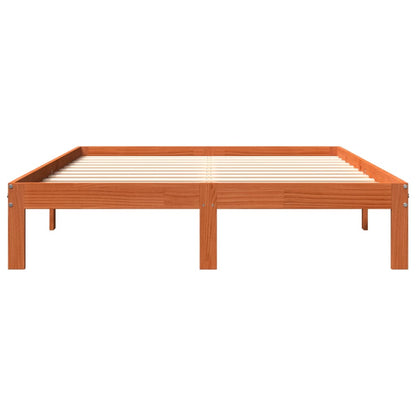 Bed Frame without Mattress Wax Brown 140x190 cm Solid Wood Pine