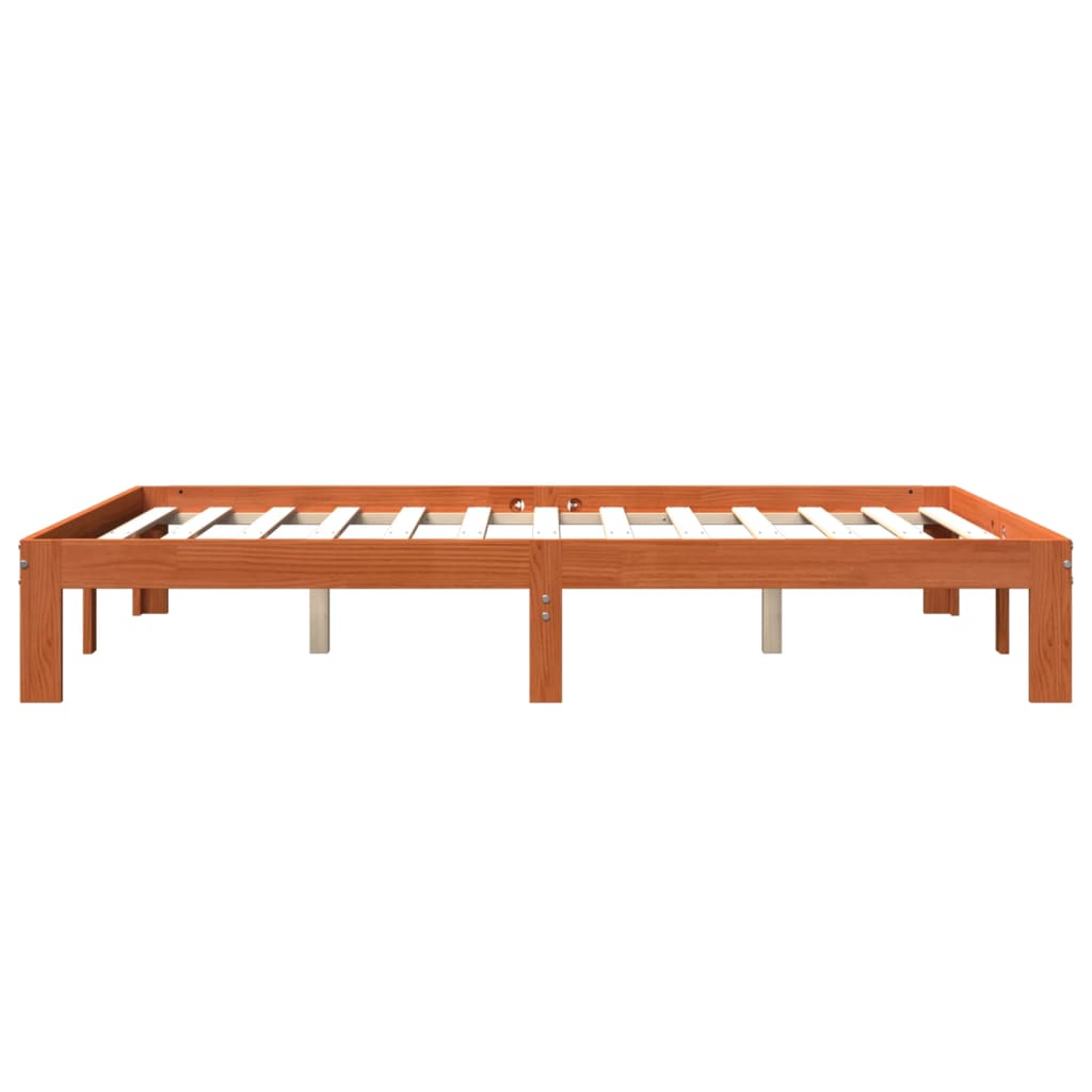 Bed Frame without Mattress Wax Brown 140x190 cm Solid Wood Pine