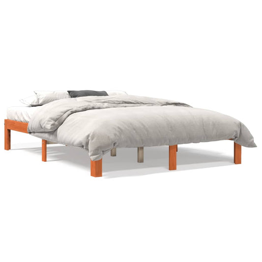 Bed Frame without Mattress Wax Brown 140x190 cm Solid Wood Pine