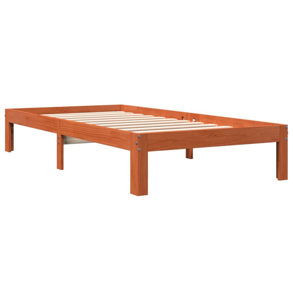 Bed Frame without Mattress Wax Brown 100x200 cm Solid Wood Pine