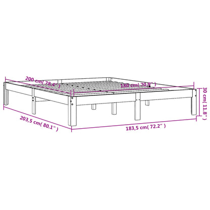 Bed Frame without Mattress Wax Brown 180x200 cm Super King Solid Wood Pine