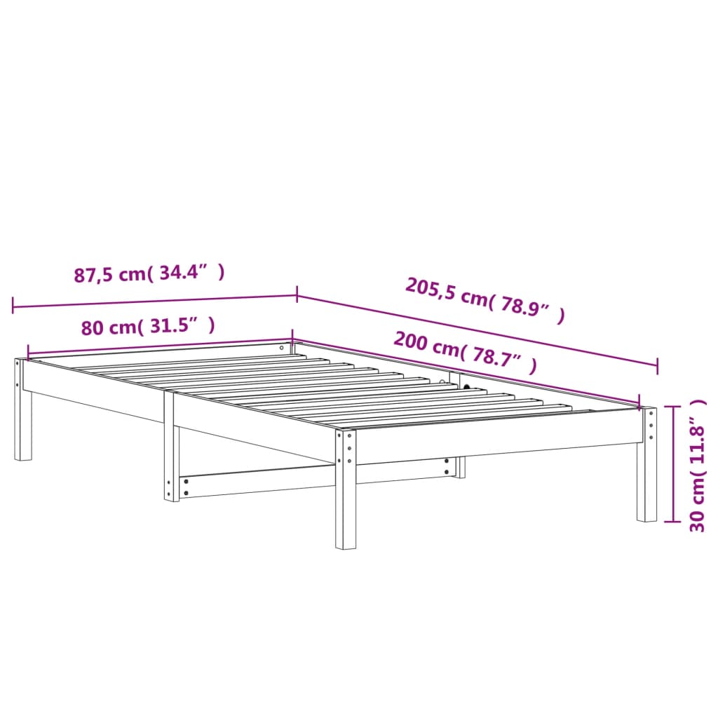 Day Bed without Mattress Wax Brown 80x200 cm Solid Wood Pine