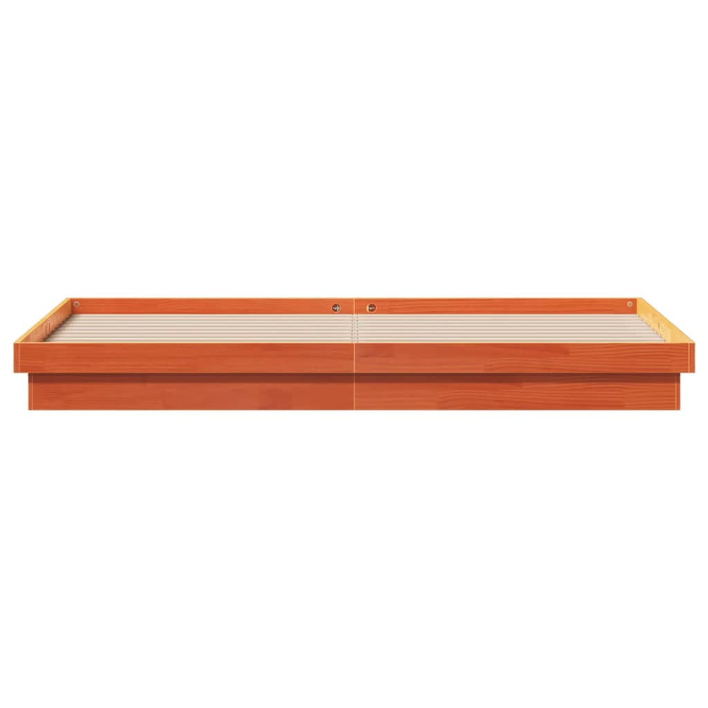 LED Bed Frame without Mattress Wax Brown 200x200 cm Solid Wood