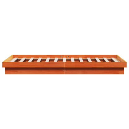 LED Bed Frame without Mattress Wax Brown 200x200 cm Solid Wood
