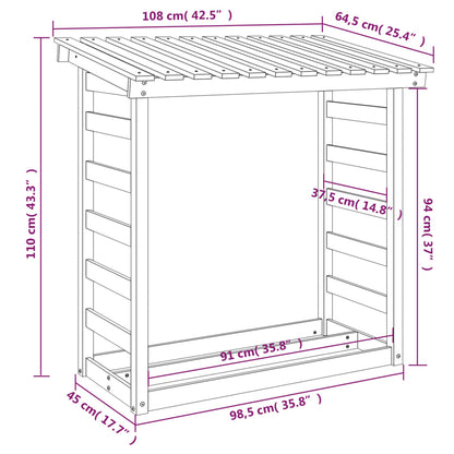 Firewood Rack Wax Brown 108x64.5x110 cm Solid Wood Pine