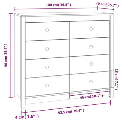 Side Cabinet Wax Brown 100x40x90 cm Solid Wood Pine