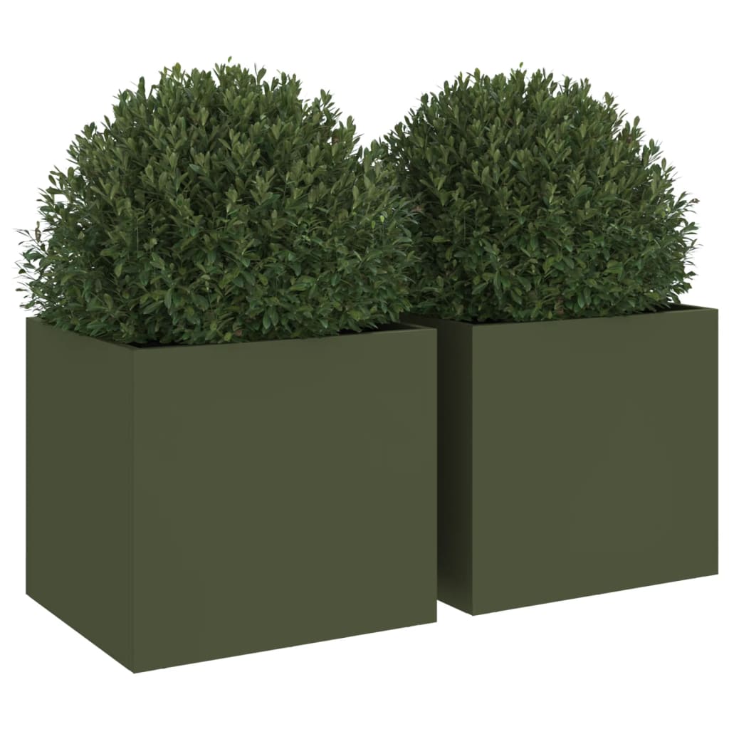 Planters 2 pcs Olive Green 32x30x29 cm Steel