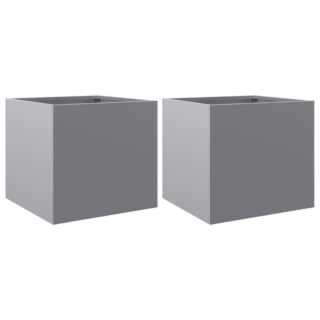 Planters 2 pcs Silver 32x30x29 cm Galvanised Steel