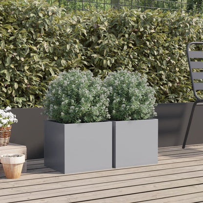 Planters 2 pcs Silver 32x30x29 cm Galvanised Steel