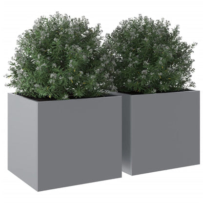 Planters 2 pcs Silver 32x30x29 cm Galvanised Steel