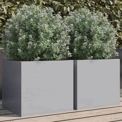 Planters 2 pcs Silver 32x30x29 cm Galvanised Steel