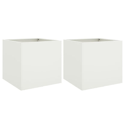 Planters 2 pcs White 42x40x39 cm Steel