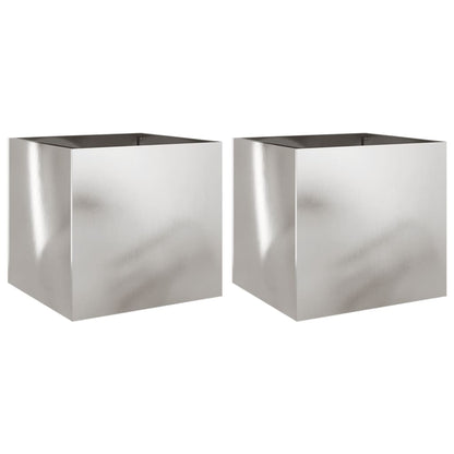 Planters 2 pcs Silver 42x40x39 cm Stainless Steel