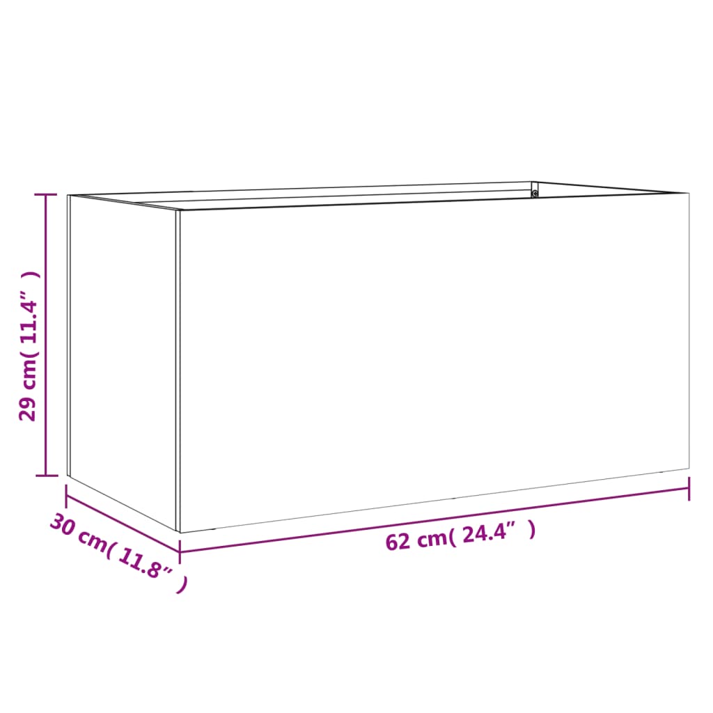 Planter White 62x30x29 cm Steel