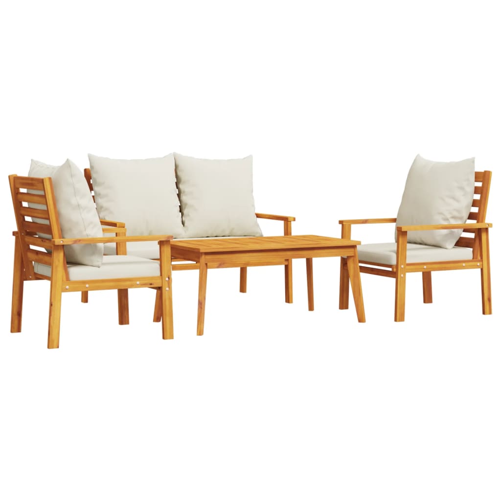 4 Piece Garden Lounge Set with Cushions Solid Wood Acacia