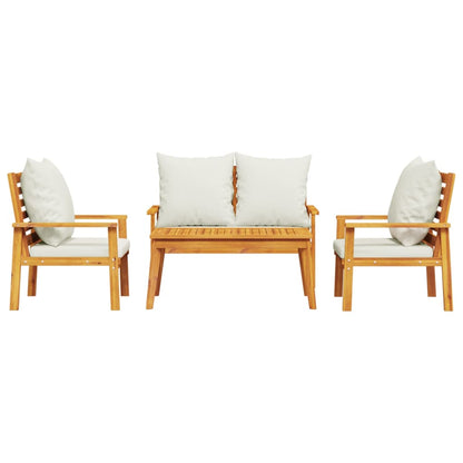 4 Piece Garden Lounge Set with Cushions Solid Wood Acacia