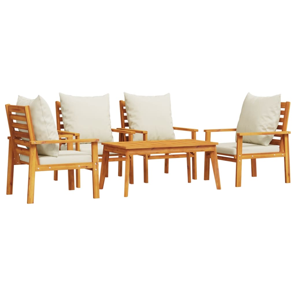 5 Piece Garden Lounge Set with Cushions Solid Wood Acacia