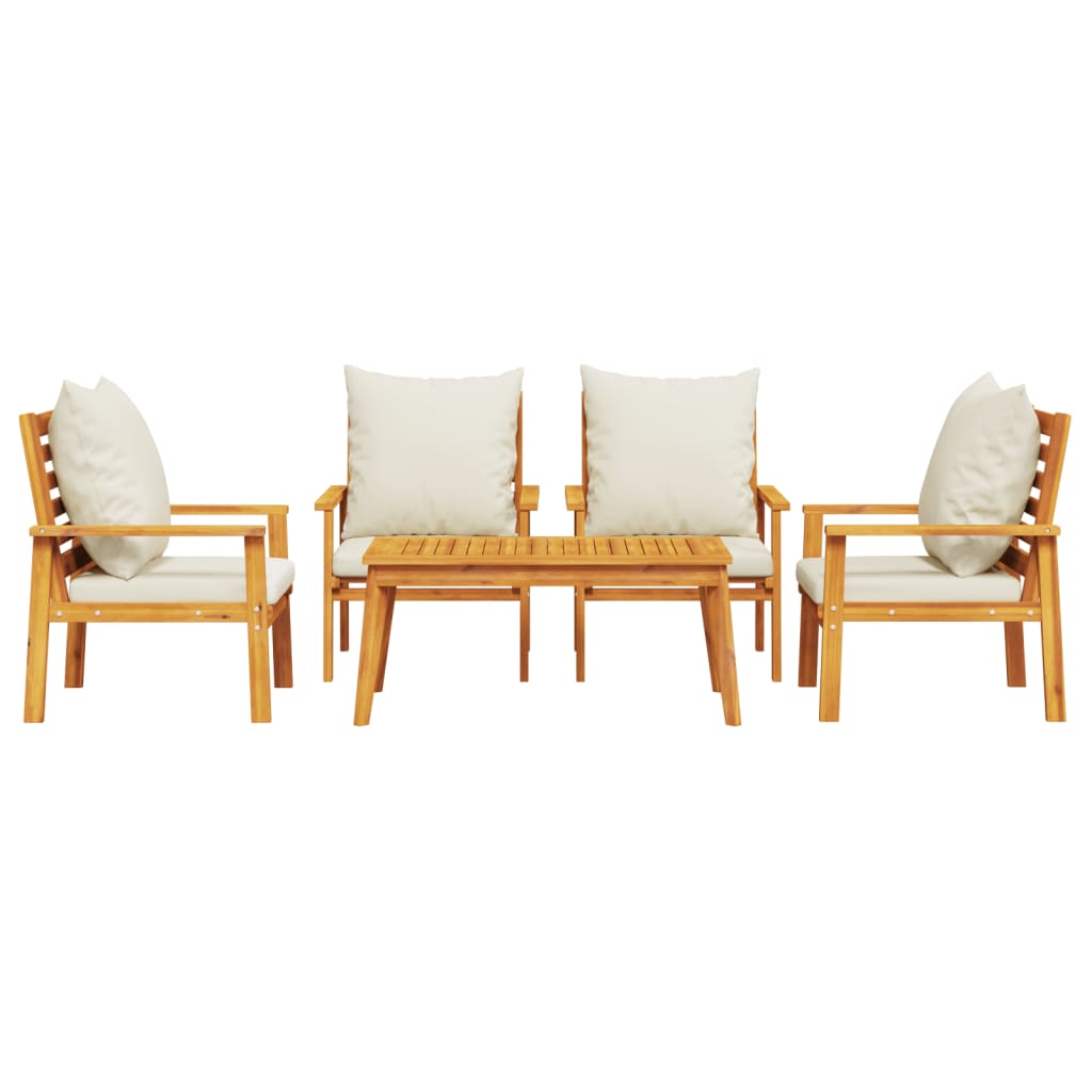 5 Piece Garden Lounge Set with Cushions Solid Wood Acacia