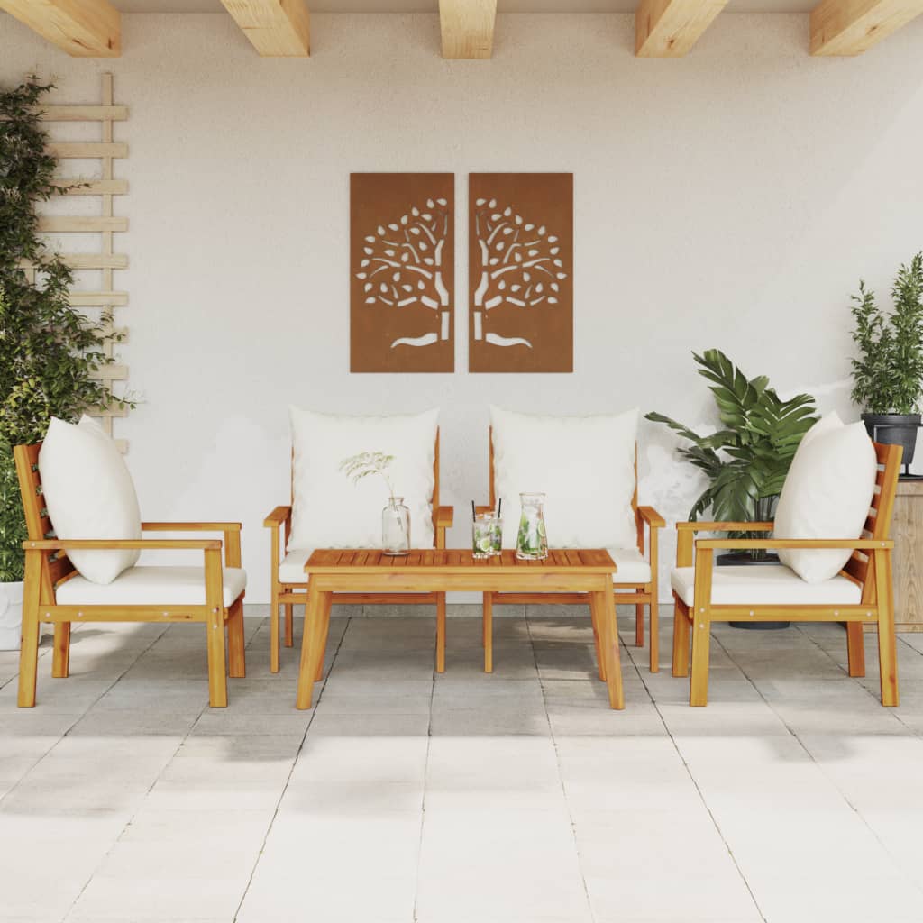 5 Piece Garden Lounge Set with Cushions Solid Wood Acacia