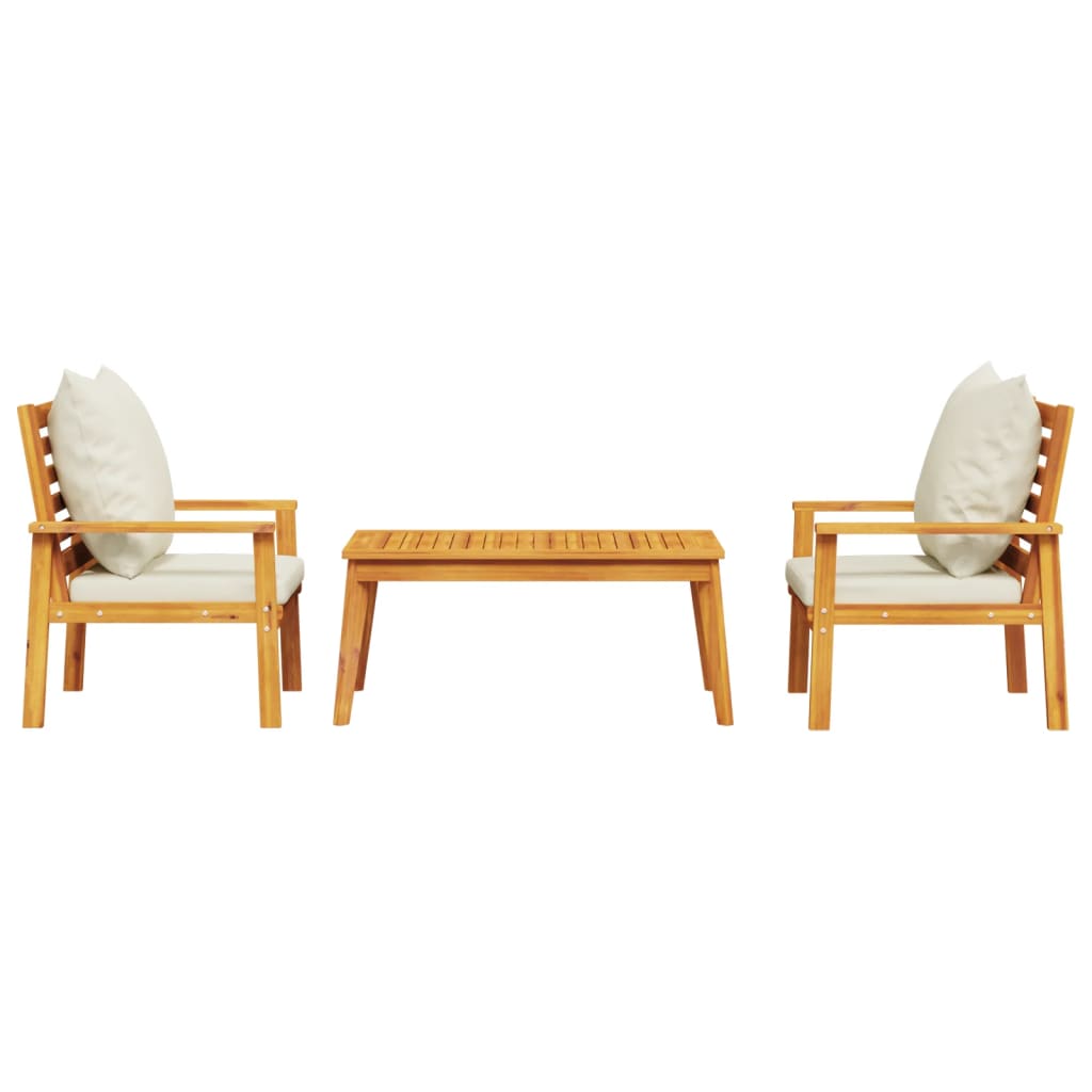 3 Piece Garden Lounge Set with Cushions Solid Wood Acacia