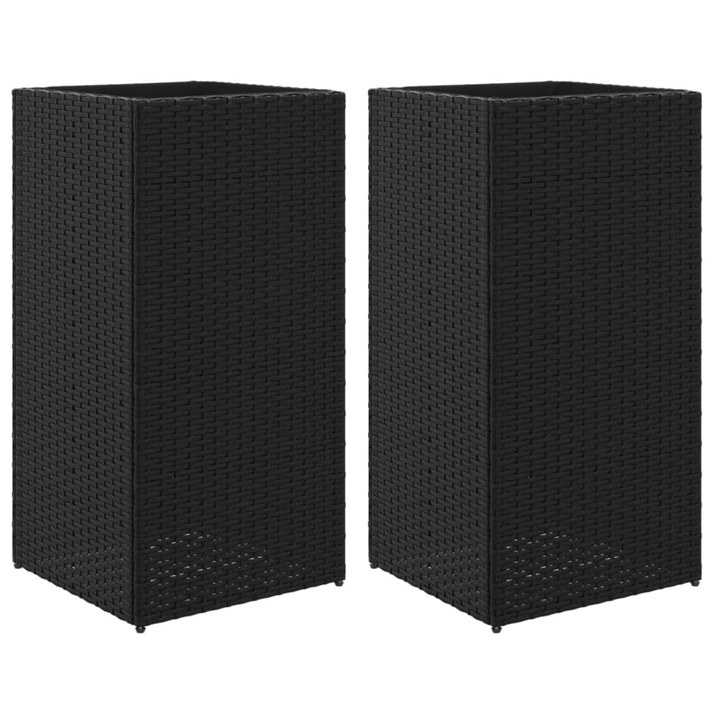 Garden Planters 2 pcs Black 40x40x80 cm Poly Rattan