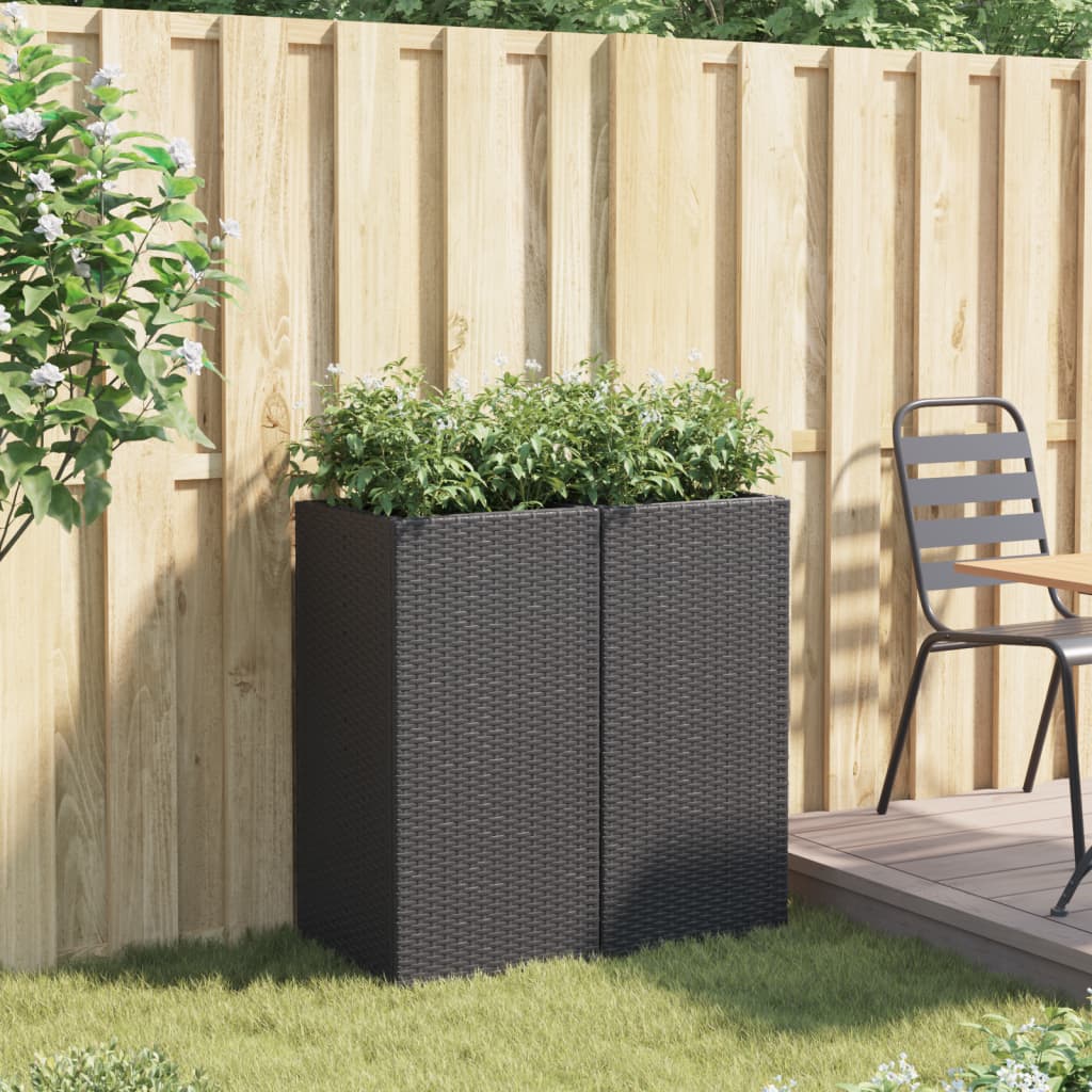 Garden Planters 2 pcs Black 40x40x80 cm Poly Rattan