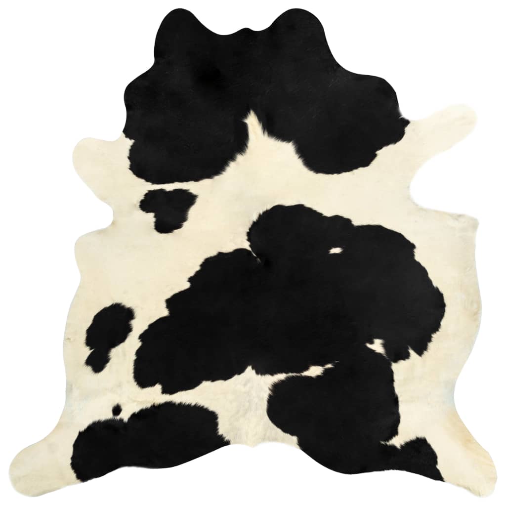 Real Cowhide Rug Black and White 180x220 cm