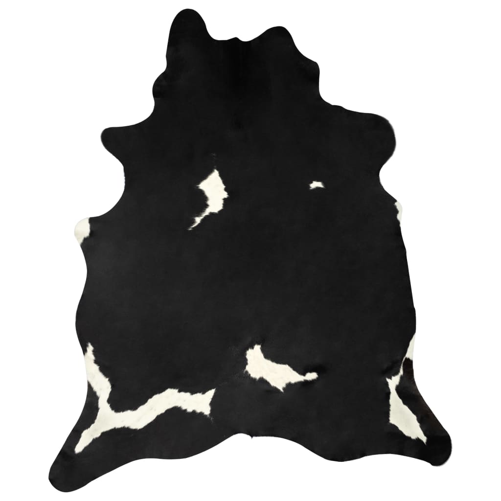 Real Cowhide Rug Black and White 180x220 cm