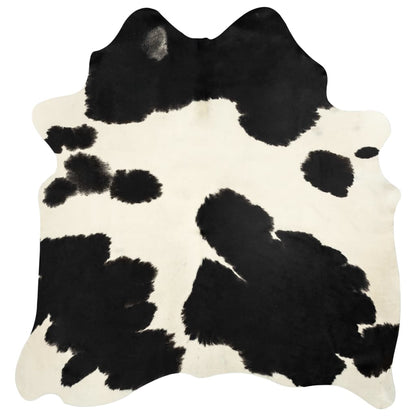 Real Cowhide Rug Black and White 180x220 cm