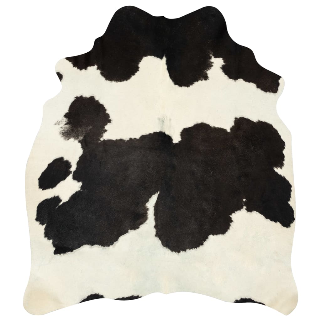 Real Cowhide Rug Black and White 180x220 cm