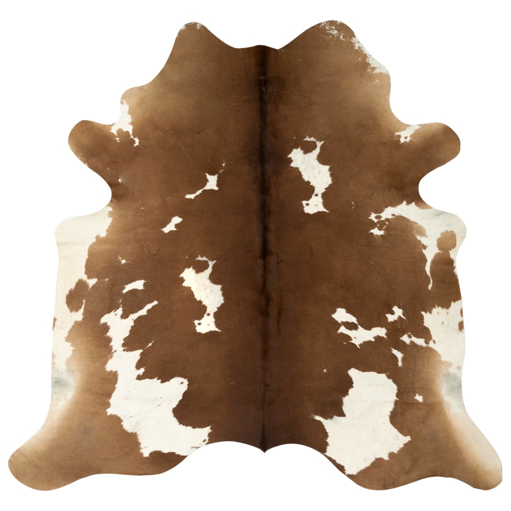 Real Cowhide Rug Brown and White 180x220 cm