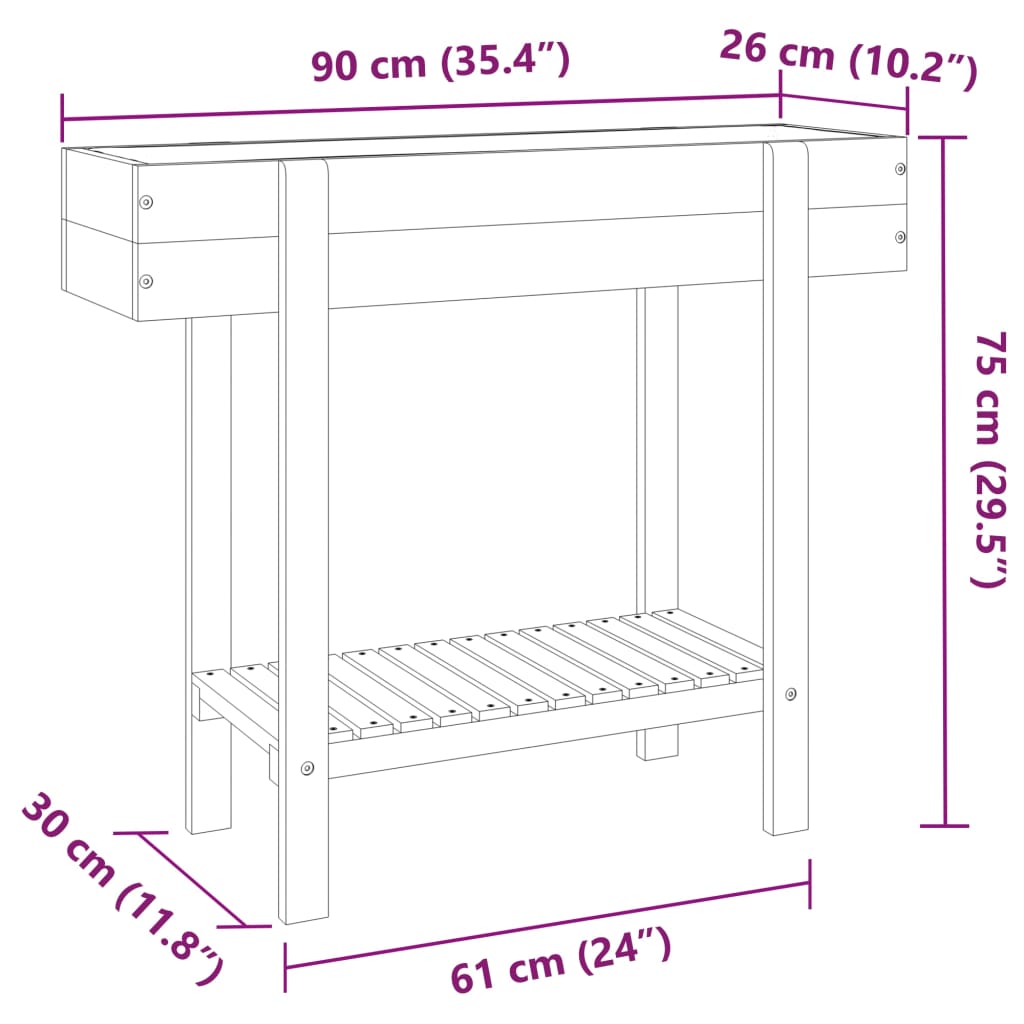 Garden Raised Bed 90x30x75 cm Solid Wood Acacia