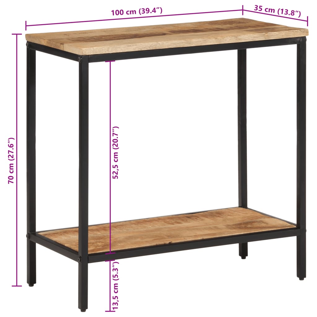 Console Table 100x35x70 cm Solid Rough Wood Mango