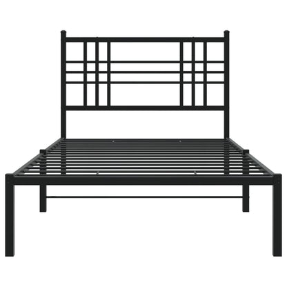 Metal Bed Frame without Mattress with Headboard Black 90x190cm