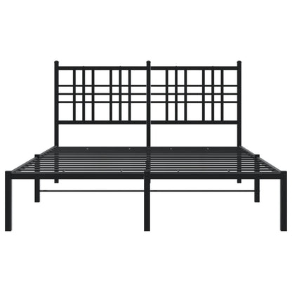 Metal Bed Frame without Mattress with Headboard Black 140x190cm