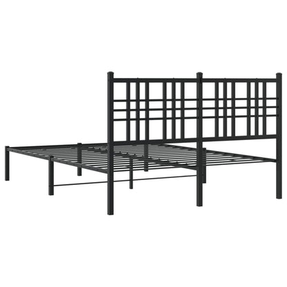 Metal Bed Frame without Mattress with Headboard Black 140x190cm