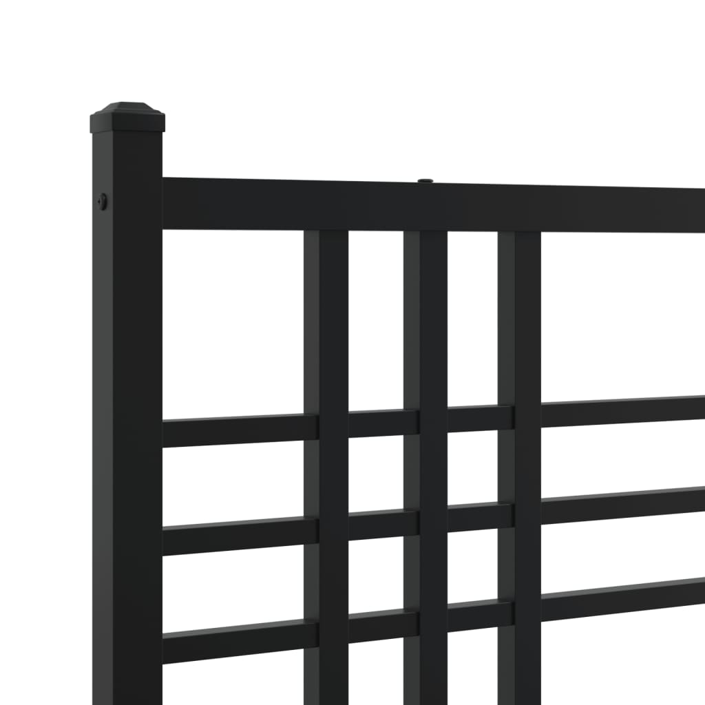 Metal Bed Frame without Mattress with Headboard Black 140x200cm