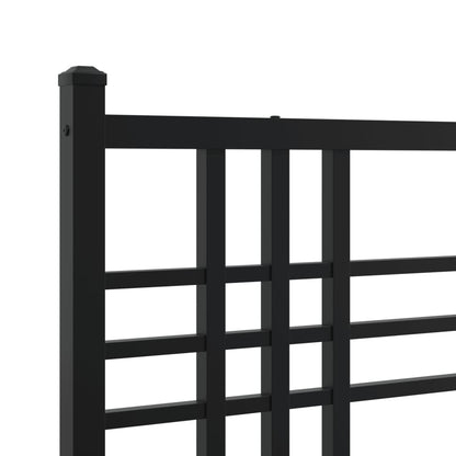 Metal Bed Frame without Mattress with Headboard Black 140x200cm